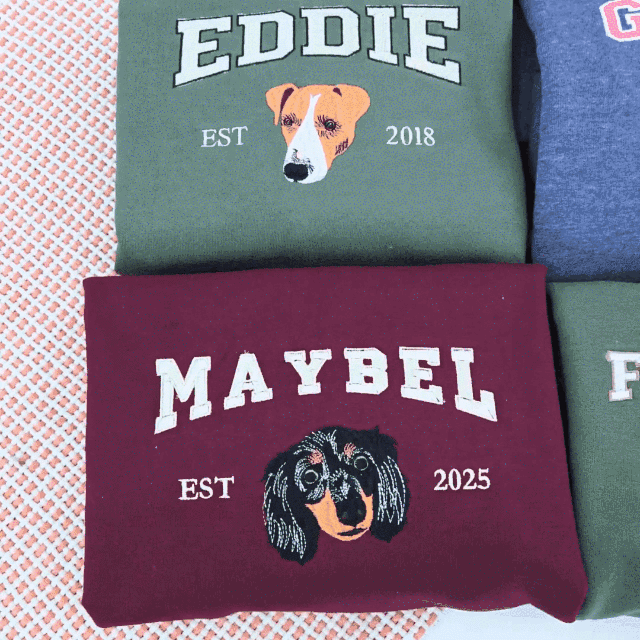 Personalized Embroidered Pet Face and Name Est T-shirt Keepsake Gift for Pet Lovers