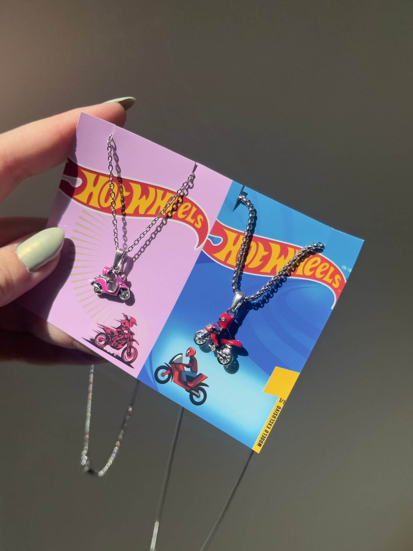 Hot Wheels Motorcycle Couple Necklaces