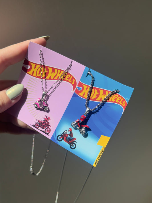 Hot Wheels Motorcycle Couple Necklaces