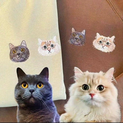 Custom Pet Embroidered Sweatshirt, Hoodie - Gift for Cat Pet Lover