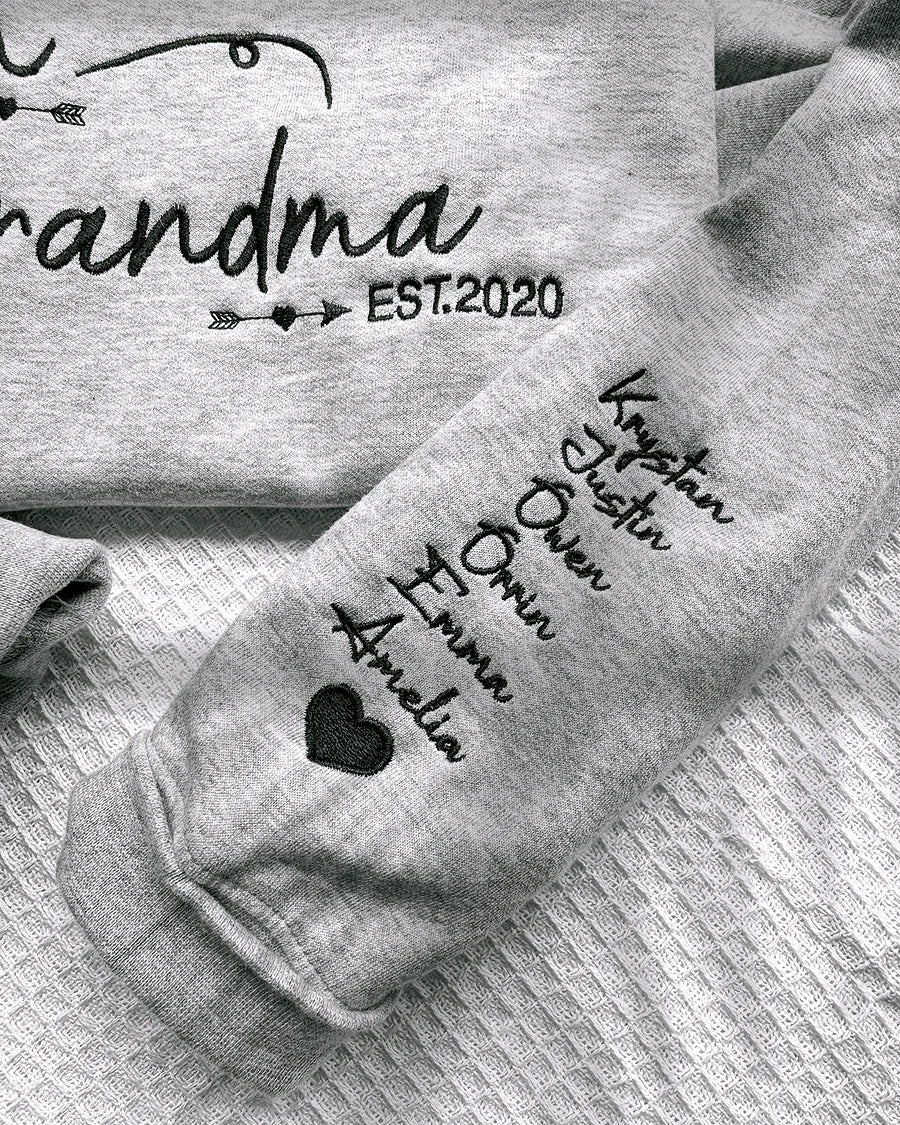 Custom Embroidered Mom Grandma Est Year Sweatshirt