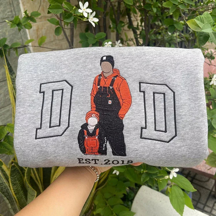 Custom Photo Embroidered Sweatshirt & T-Shirt for DAD, PAPA