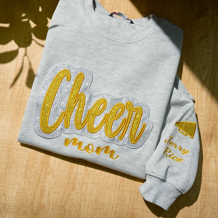 Custom Glitter Sports Hoodie with Bow Decoration 🎄 Holiday Gift for Mom
