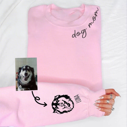 Side Sleeve Pet Portrait Hoodie - Custom Embroidered Gift
