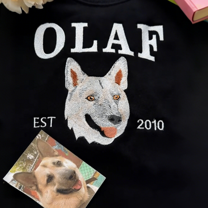 Personalized Embroidered Pet Face and Name Est T-shirt Keepsake Gift for Pet Lovers