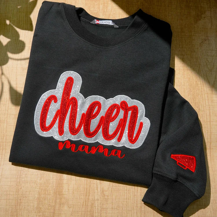 Custom Glitter Sports Hoodie with Bow Decoration 🎄 Holiday Gift for Mom