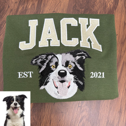 Personalized Embroidered Pet Face and Name Est Sweatshirt Keepsake Gift for Pet Lovers