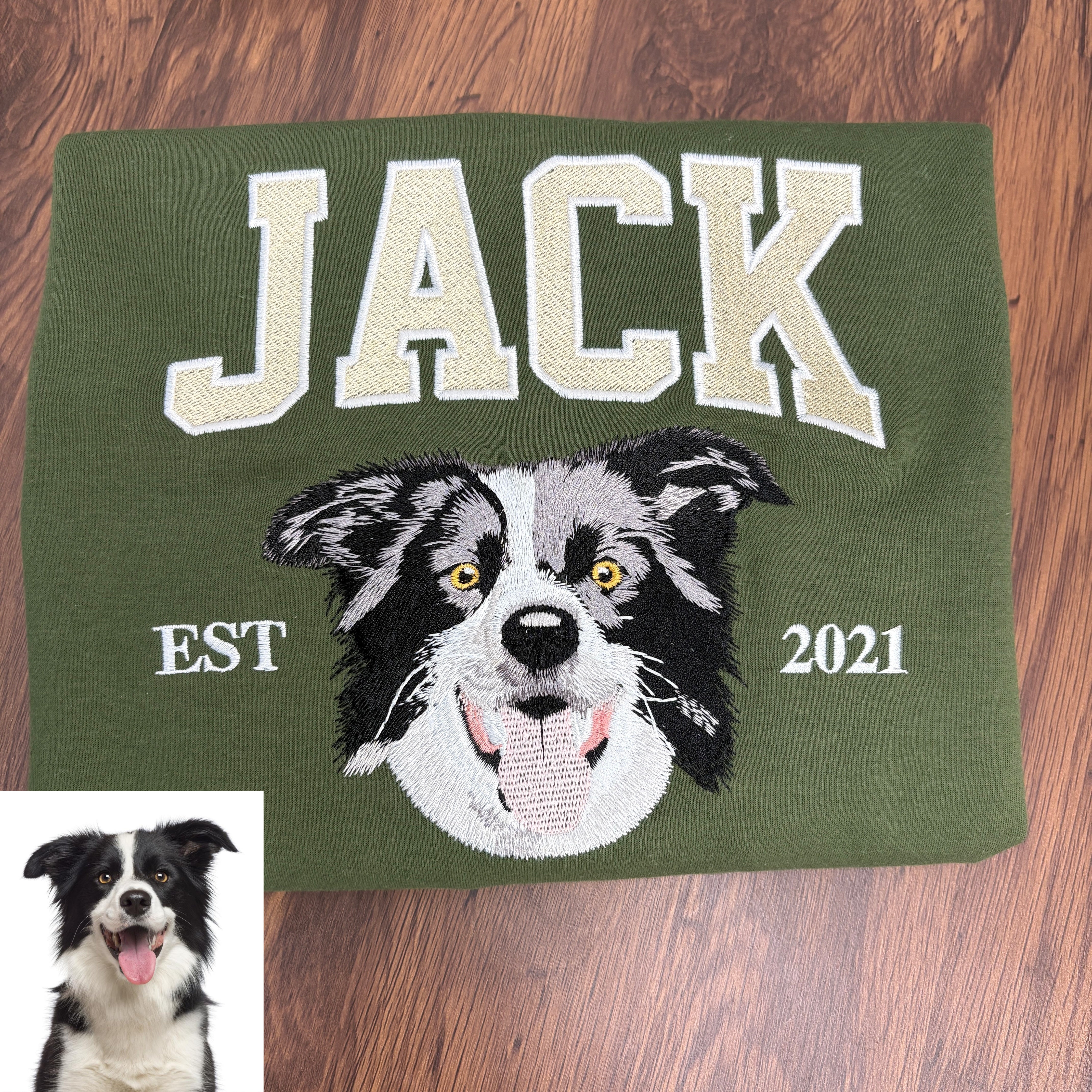 Personalized Embroidered Pet Face and Name Est Sweatshirt Keepsake Gift for Pet Lovers