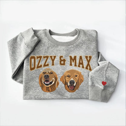 Personalized Embroidered Pet Face and Name Sweatshirt for Pet Lovers