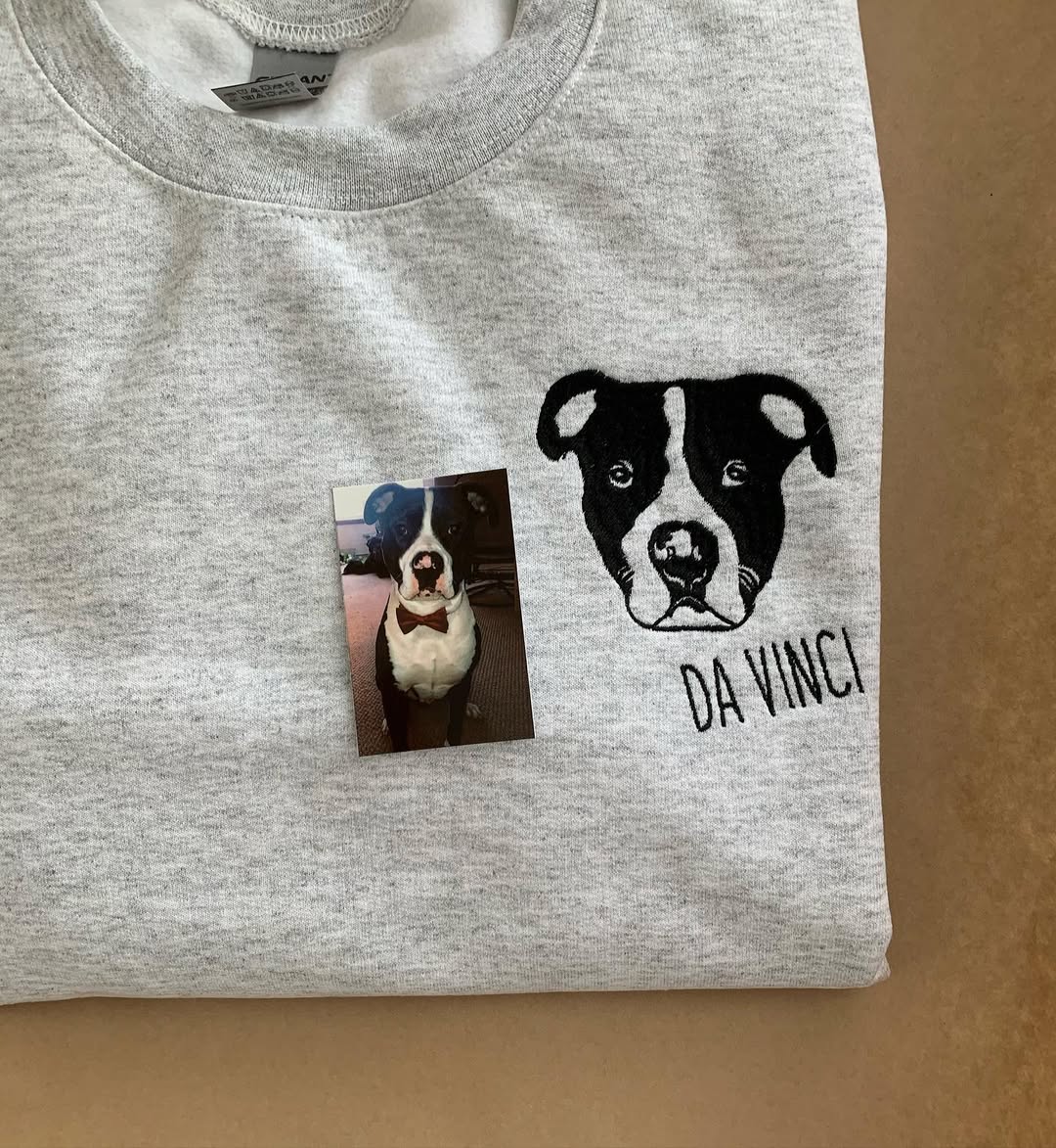 Personalized Dog Sweatshirts for Humans with Custom Embroidered Dog Face and Dog Name