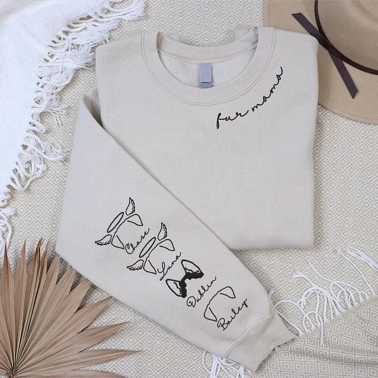 "Dog mama” – Pet Ears Embroidered Sweatshirt For Dog Mothers