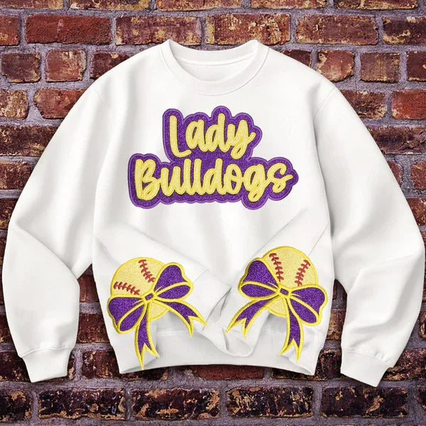 Custom Glitter Sports Hoodie with Bow Decoration 🎄 Holiday Gift for Mom