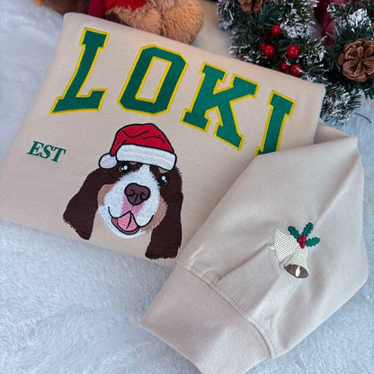 Custom Dog Embroidered Sweatshirt, Hoodie & T-Shirt, Personalized Pet Christmas Sweatshirt