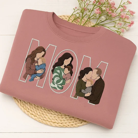 Custom Photo Portrait Embroidery Sweatshirt/Hoodie | Portrait From Photo | Memorial Shirt for Dad