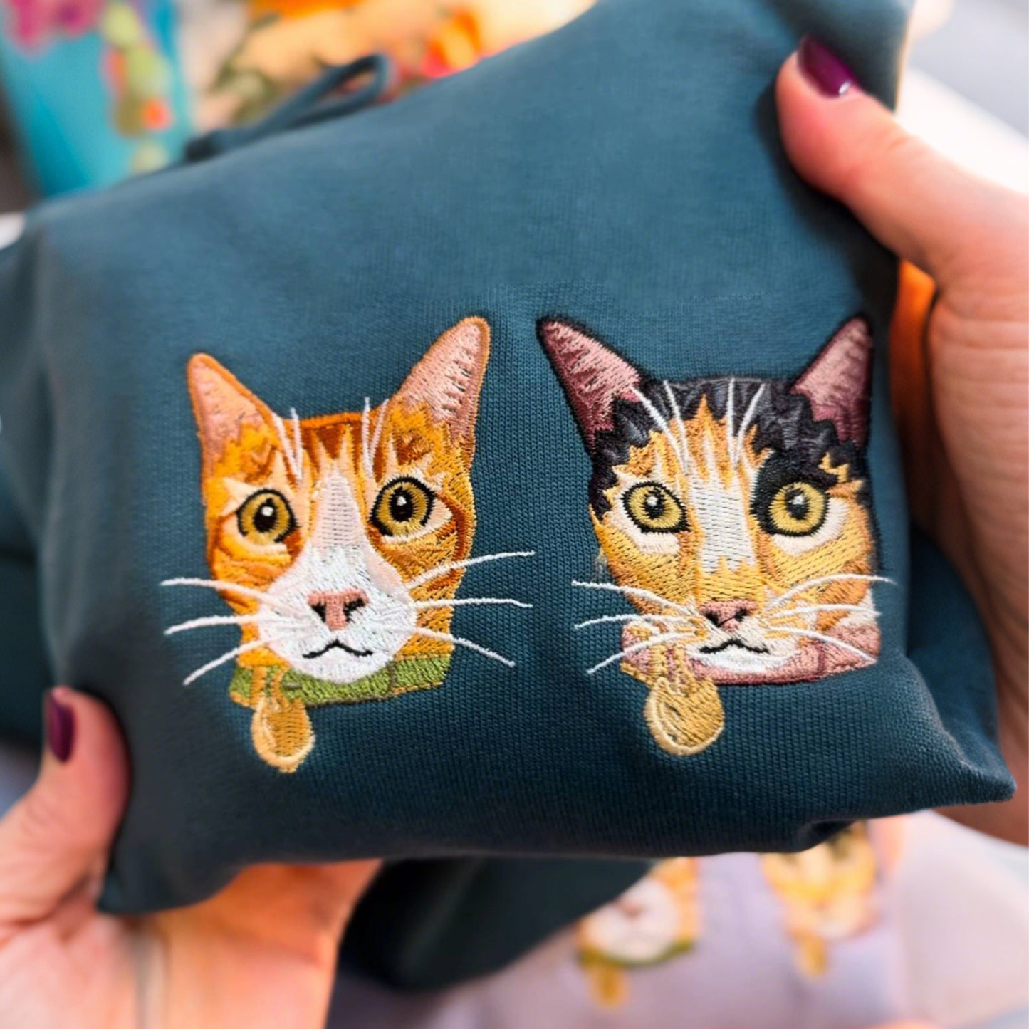 Rich Colors,Custom Embroidered Pet Face Sweatshirt from Your Photo