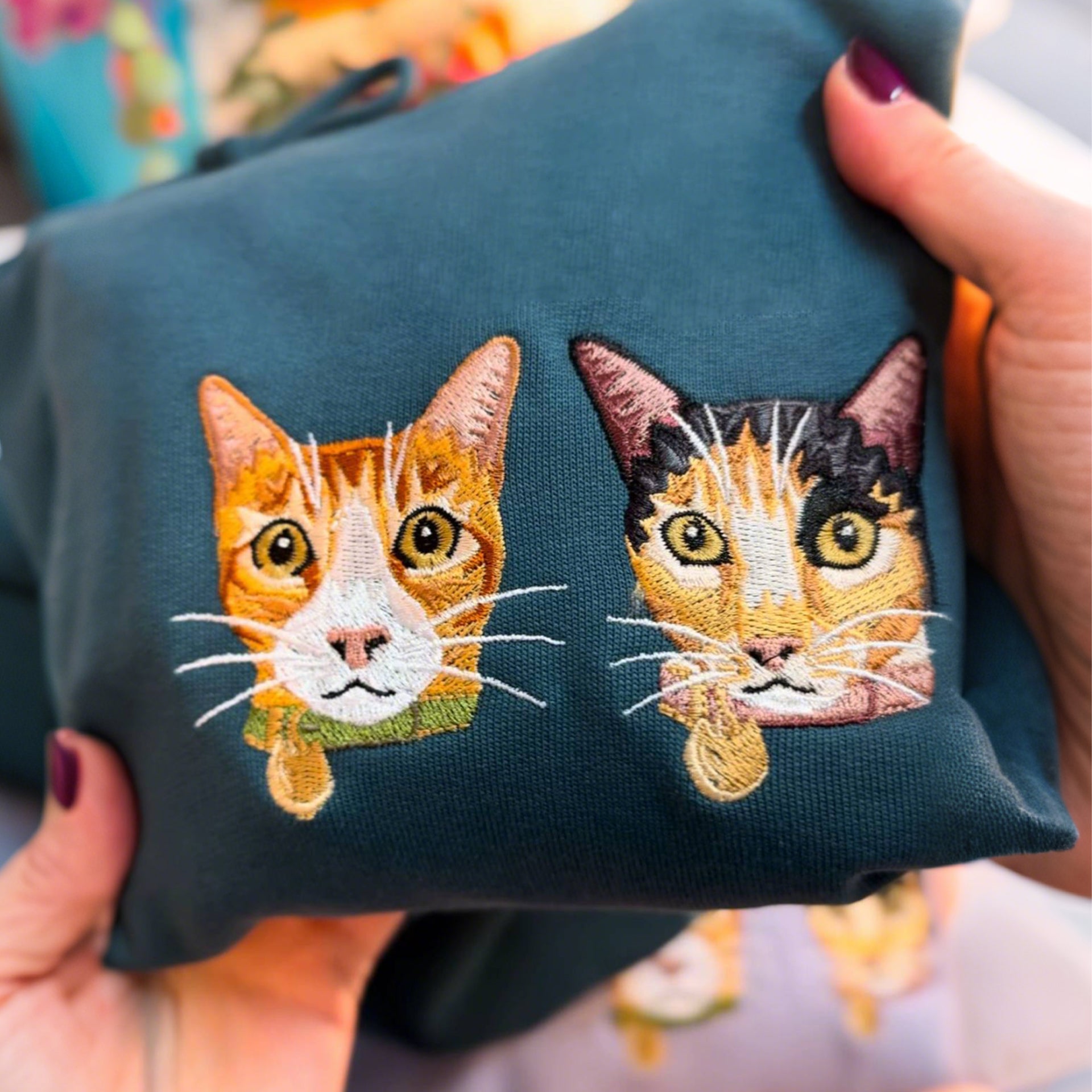 Rich Colors,Custom Embroidered Pet Face Sweatshirt from Your Photo