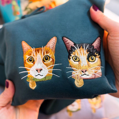 Rich Colors,Custom Embroidered Pet Face Sweatshirt from Your Photo
