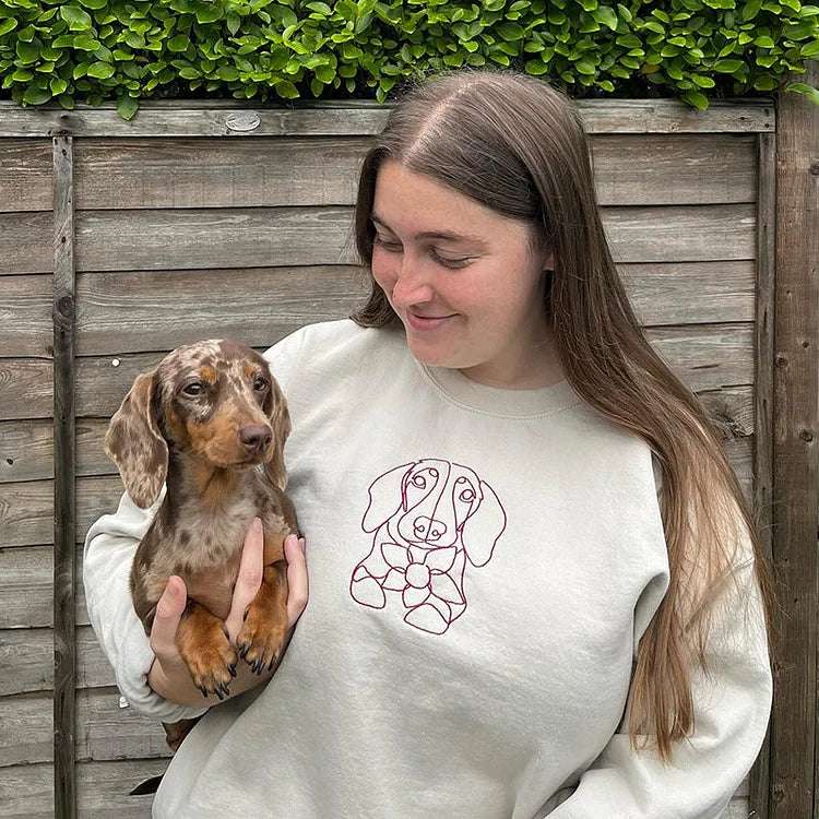 Custom Embroidered Hoodie,Pet Face Sketch Embroidery