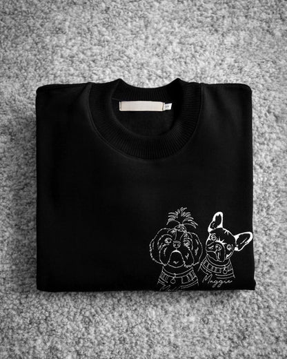 Custom Embroidered Pet Face Sweatshirt,Personalized hoodie embroidered with multiple pets