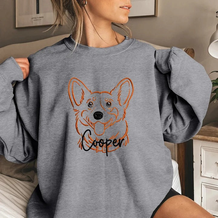 Custom Embroidered Pet Silhouette Sweatshirts With Pet's Name