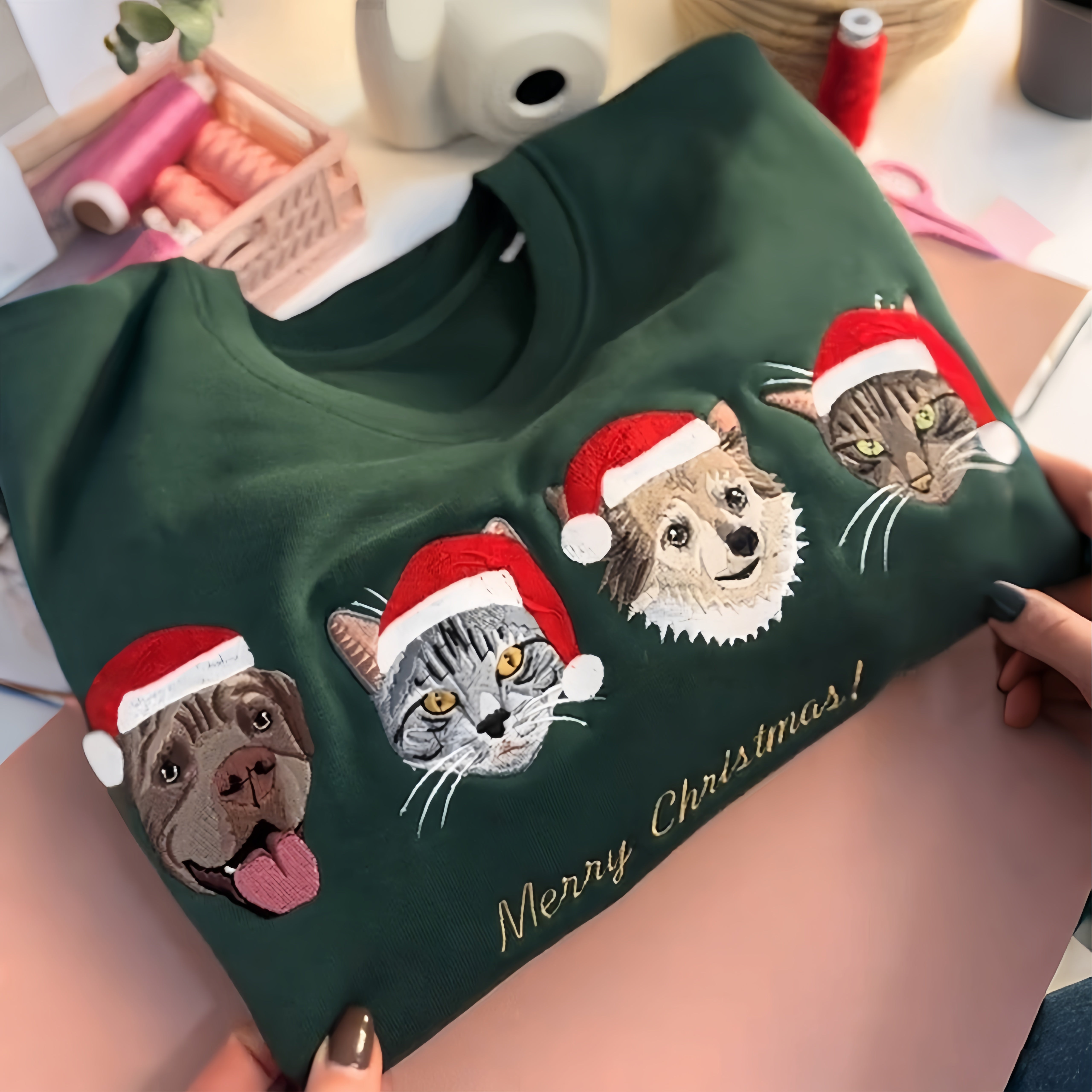 Custom Pet Portrait Sweatshirt -Retro Cat Mom Hoodie -Pet Lovers Gift