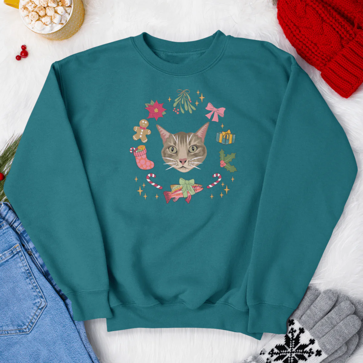 Printed Pet Portrait Organic Christmas Jumper