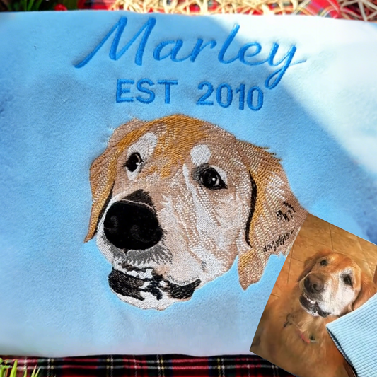 EST Personalized Pet Portrait Embroidered Hoodie, Custom Pet Lover Gift