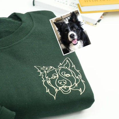 Personalized Pet Face Outline Embroidered T-shirt,Sweatshirt,Hoodie.
