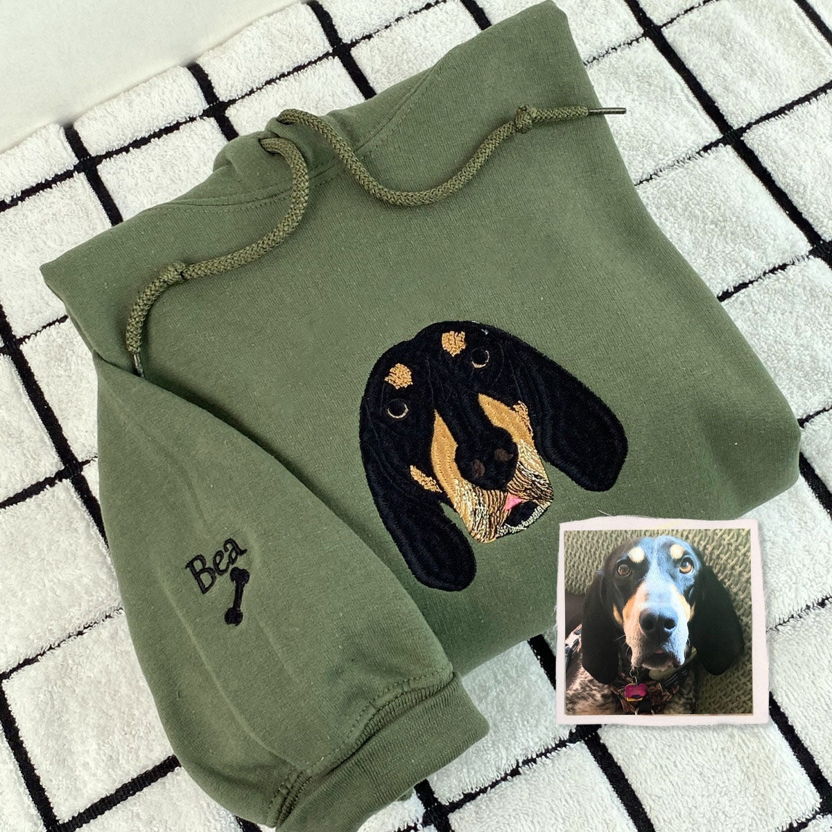 Custom Portrait Dog from Photo Embroidered Sweatshirt, Hoodie