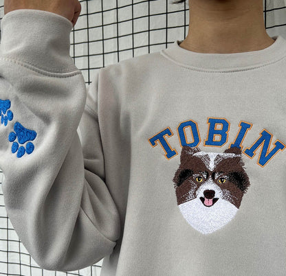 Custom Pet Name Embroidered Sweatshirt – Minimalist Pet Gift