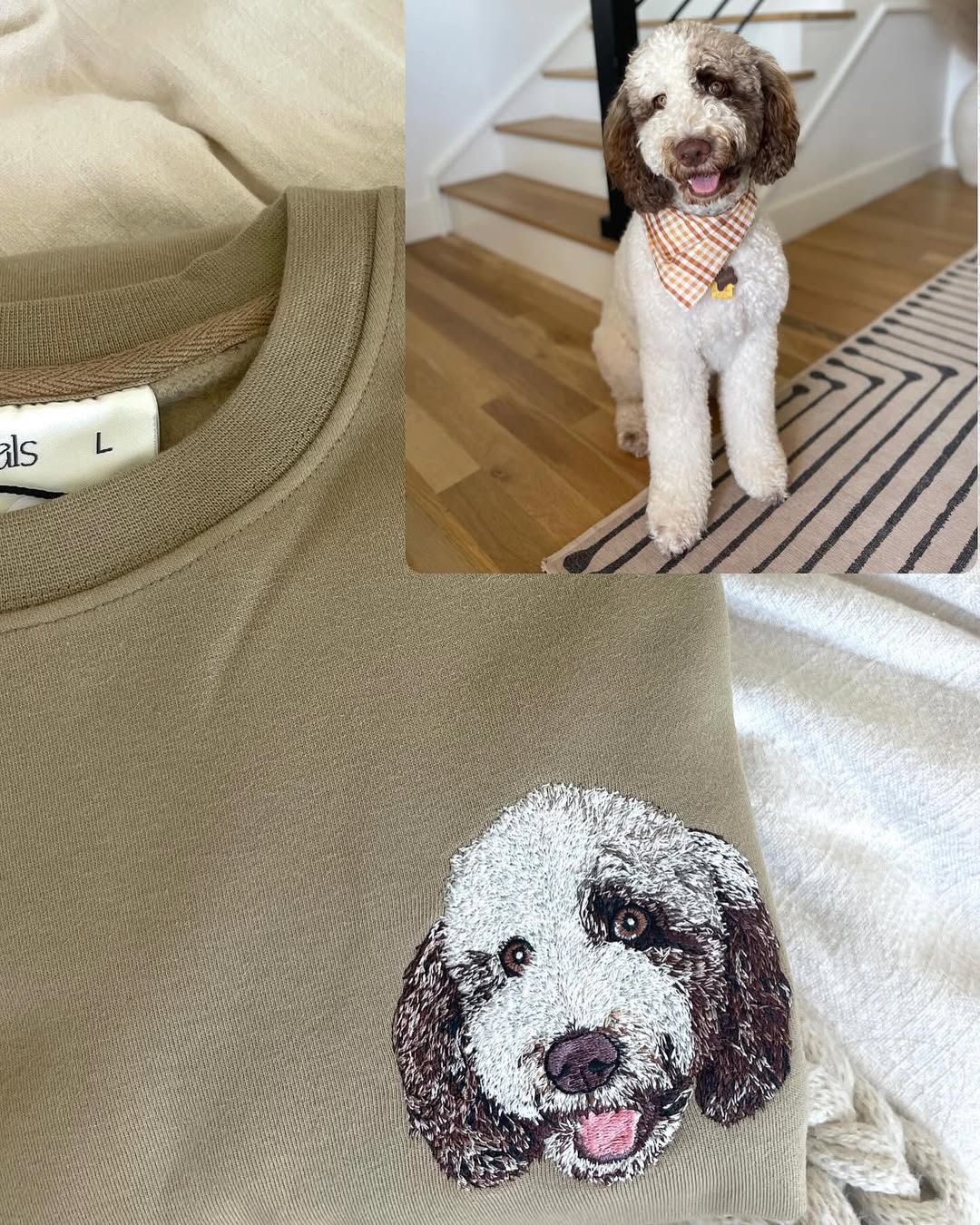 Custom Dog Portrait T-shirt , Personalized Pet Embroidery Hoodies , Dog Lover Gift