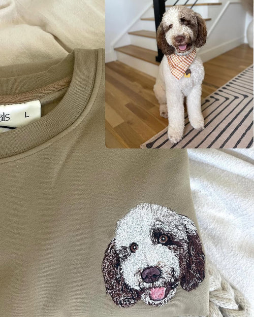 Custom Dog Portrait T-shirt , Personalized Pet Embroidery Hoodies , Dog Lover Gift