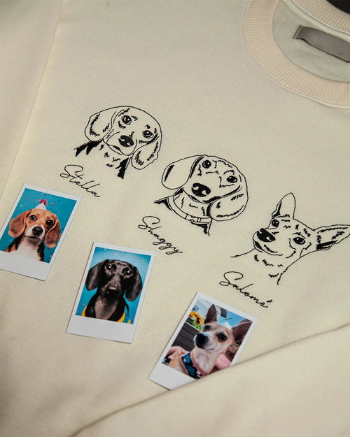 Custom Embroidered Pet Face Sweatshirt,Personalized hoodie embroidered with multiple pets