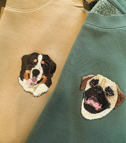 Custom Dog Portrait T-shirt , Personalized Pet Embroidery Hoodies , Dog Lover Gift