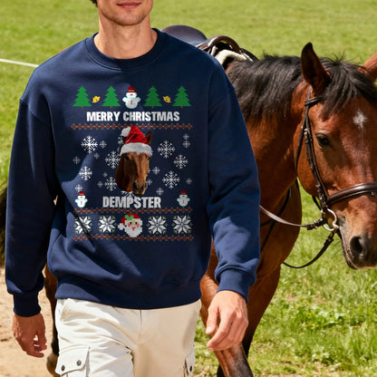 Personalized Multicolor Santa Hat 1-2 Pet Face Photos Soft Sweatshirt with Name Christmas Gift for Pet Owners