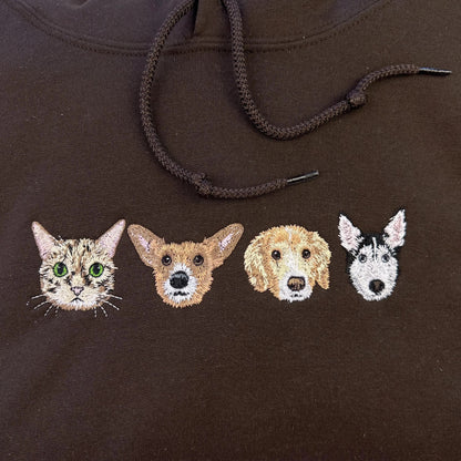 Personalized Pet Portrait Embroidered Sweatshirt, Custom Dog Cat Gift