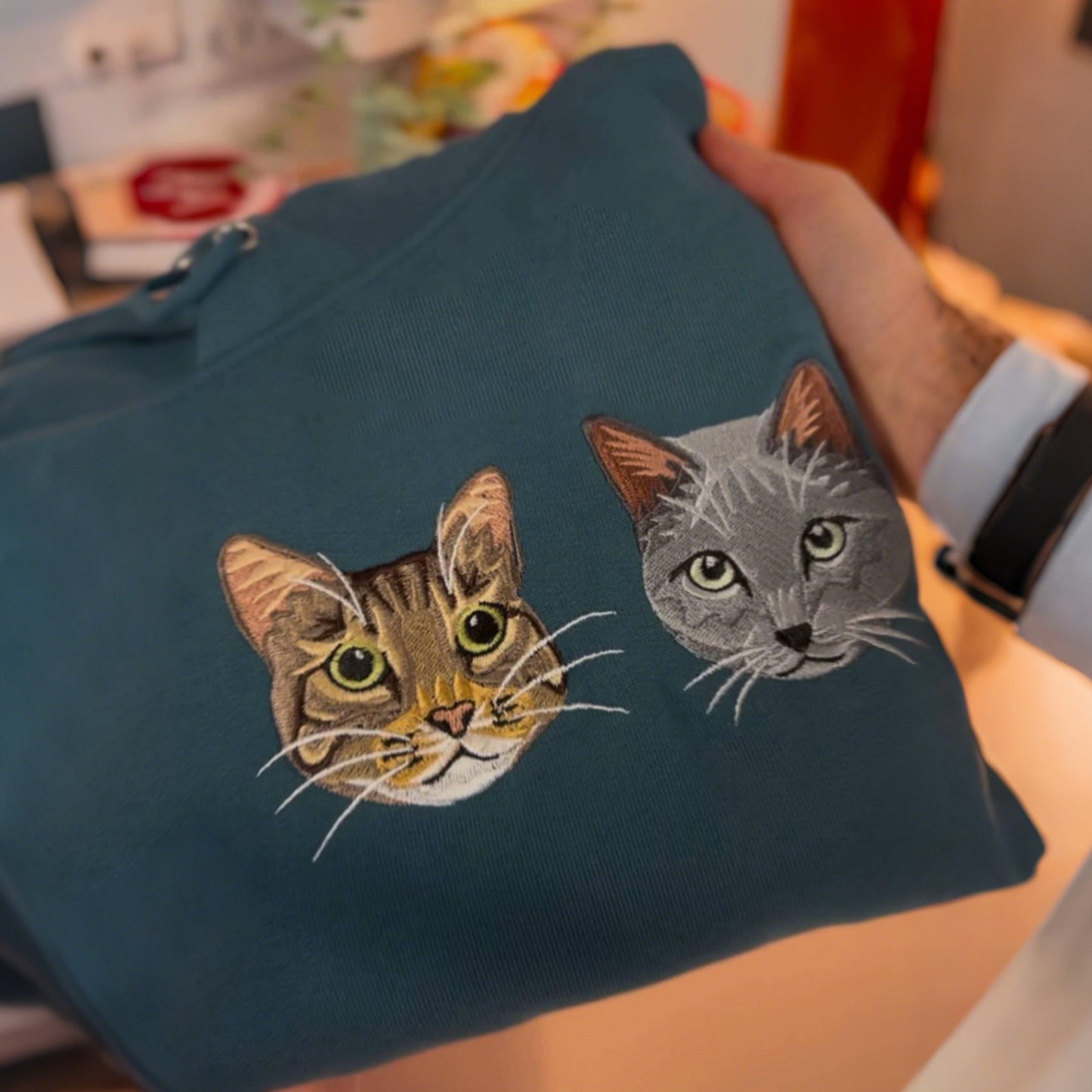 Rich Colors,Custom Embroidered Pet Face Sweatshirt from Your Photo