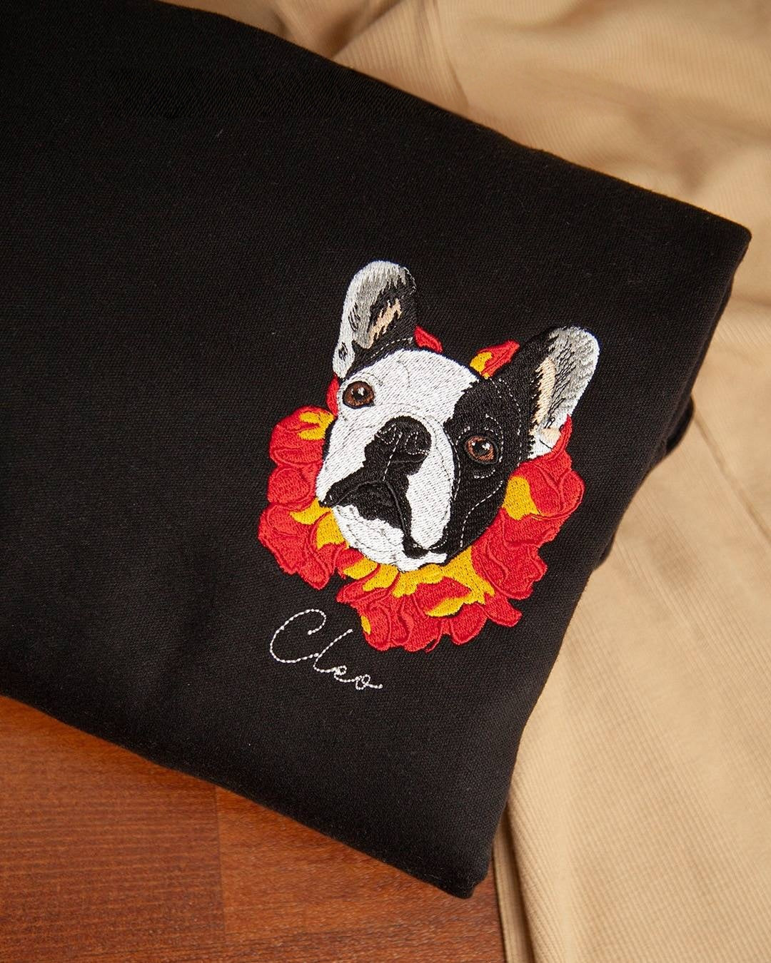 Rich Colors,Custom Embroidered Dog Face T-shirt,Sweatshirt from Your Photo