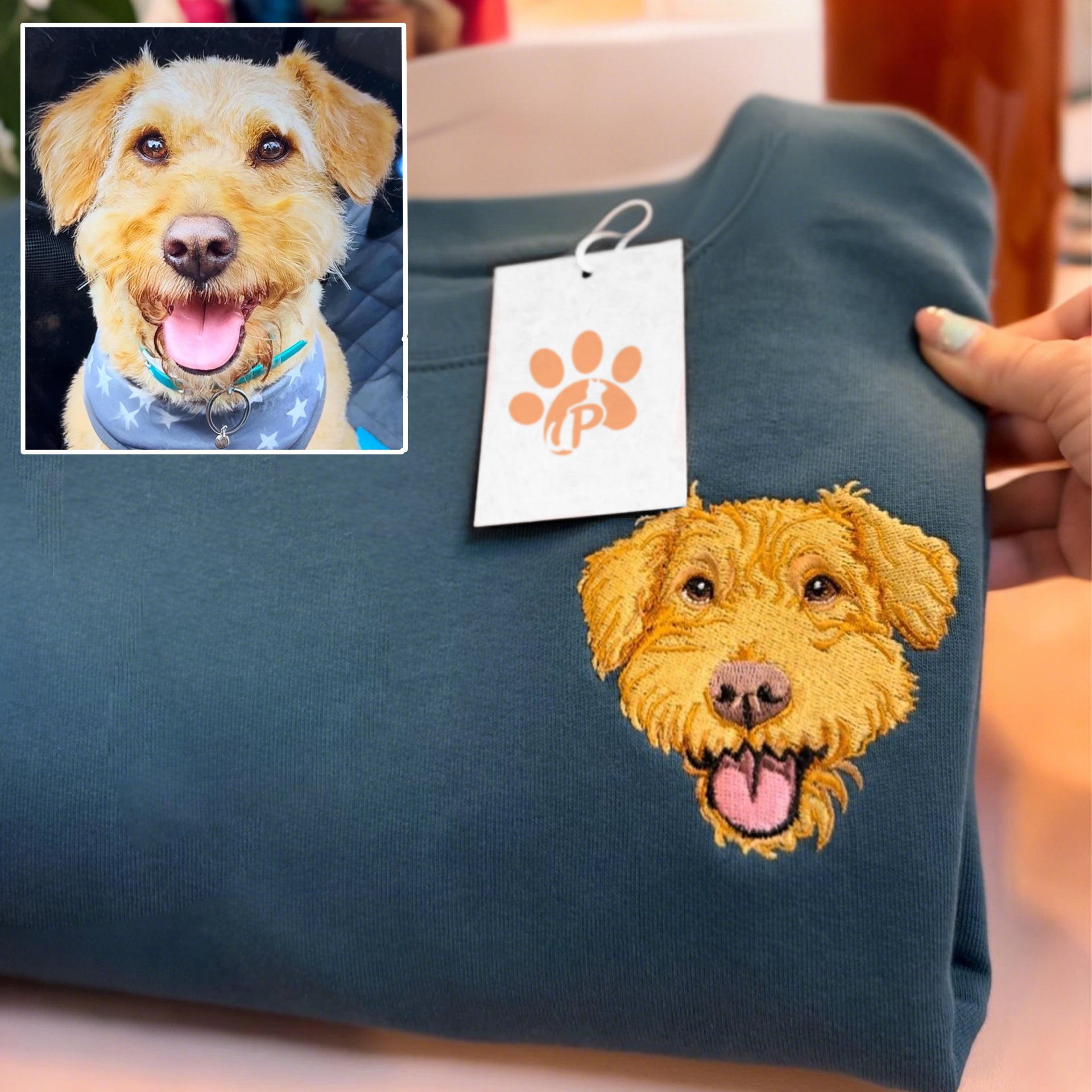Rich Colors,Custom Embroidered Pet Face Sweatshirt from Your Photo