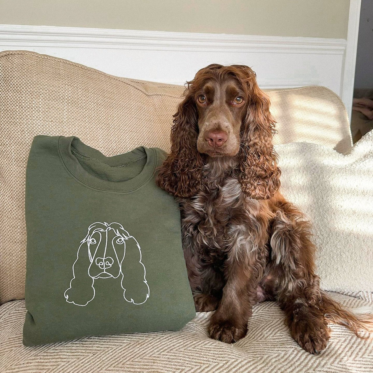 Custom Embroidered Sweatshirt,Pet Face Sketch Embroidery