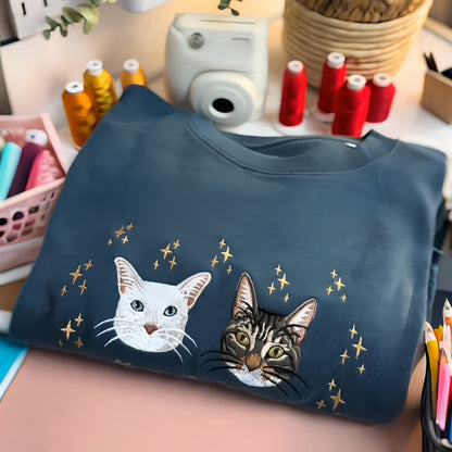 Custom Embroidered Pet Portrait T-shirt,Sweatshirt