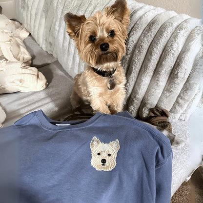 Rich Color Custom Embroidered Dog Face Sweatshirt from Your Photo