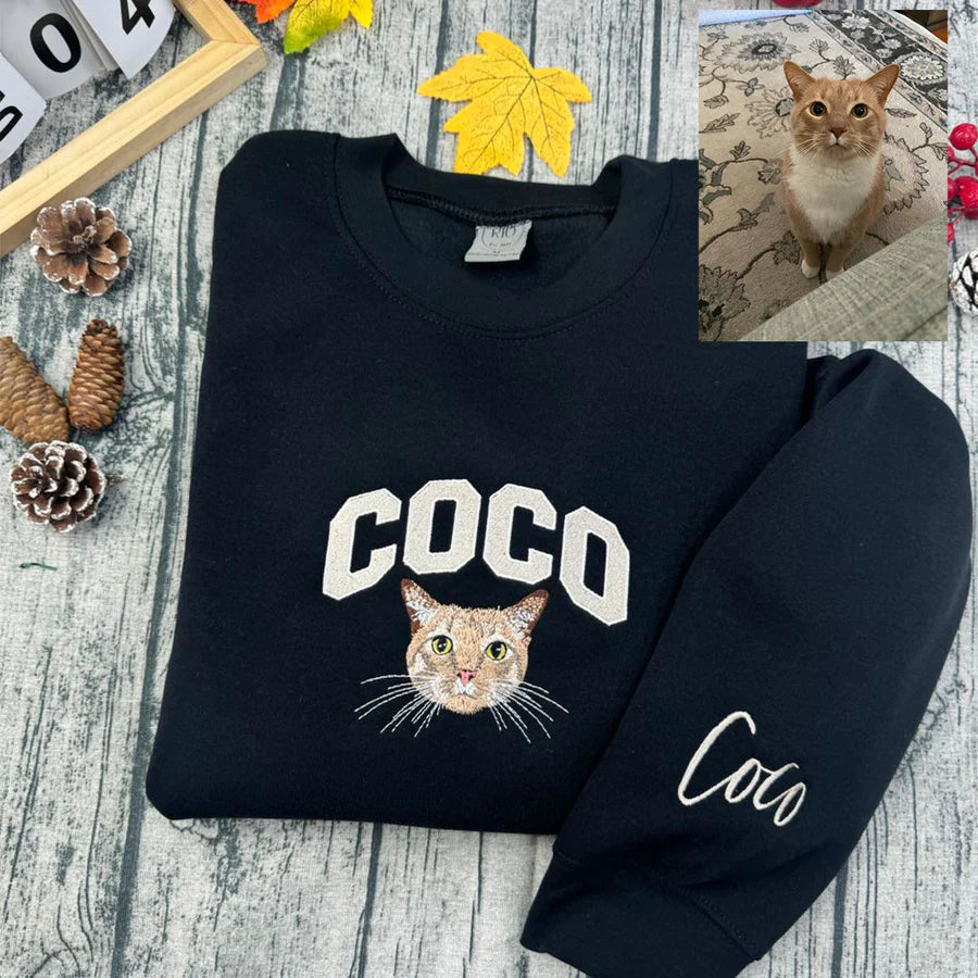 Custom Pet Name Embroidered Sweatshirt – Minimalist Pet Gift