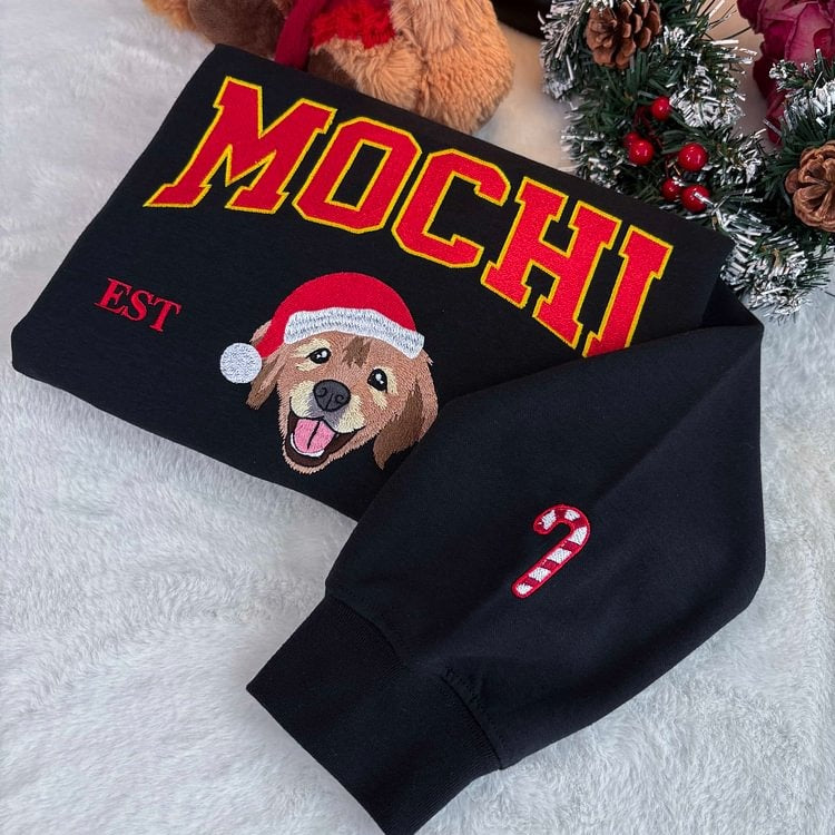 Custom Dog Embroidered Sweatshirt, Hoodie & T-Shirt, Personalized Pet Christmas Sweatshirt