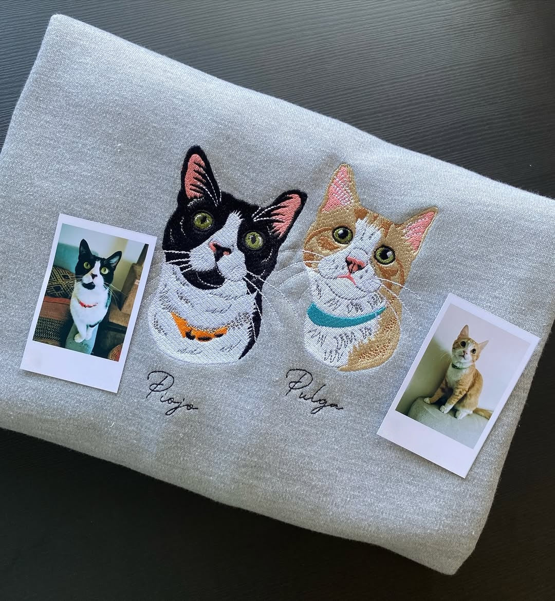 Rich Colors,Custom Embroidered Pet Face T-shirt,Hoodie from Your Photo