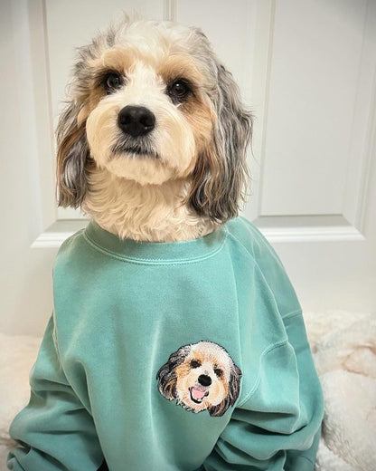 Custom Embroidery Dog Hoodies - Personalized Pet Portrait Sweatshirts - Premium Dog Mom Gift