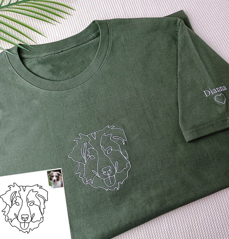 Custom Embroidered Hoodie,Pet Face Sketch Embroidery