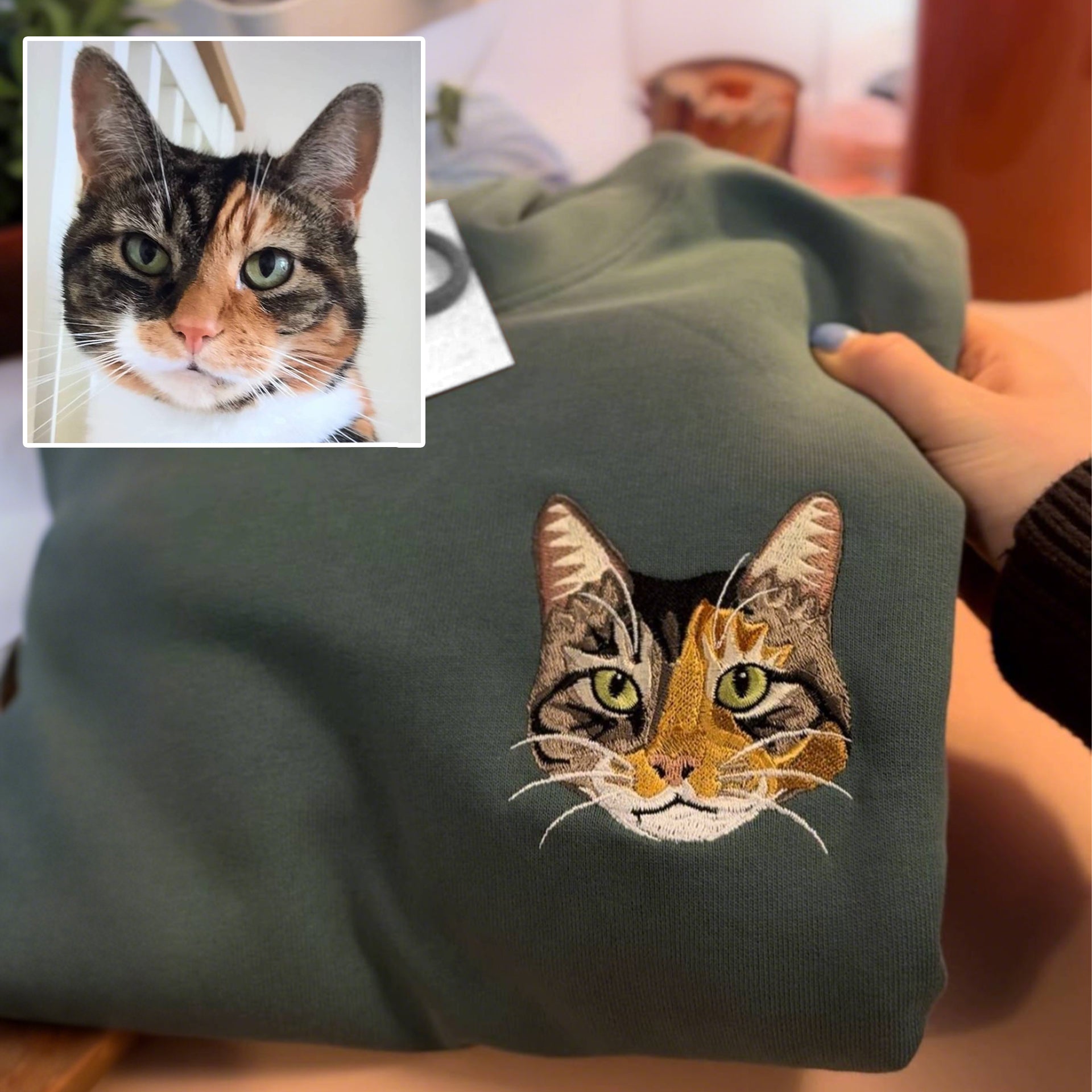 Rich Colors,Custom Embroidered Pet Face Sweatshirt from Your Photo