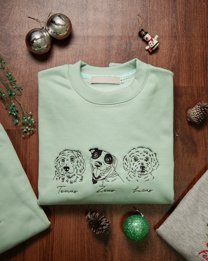 Custom Embroidered Pet Face Sweatshirt,Personalized hoodie embroidered with multiple pets