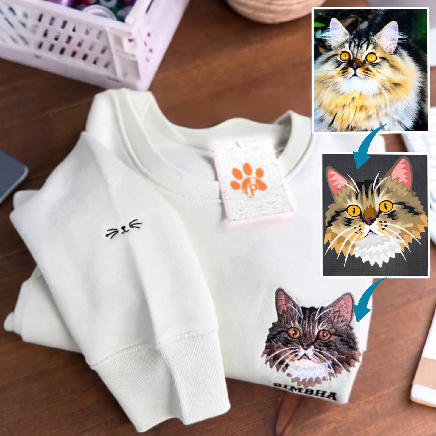 Personalized Pet Face and Pet Name Sweatshirt or T-Shirt.